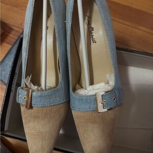 New My Michelle Denim Blue and Tan Flats
